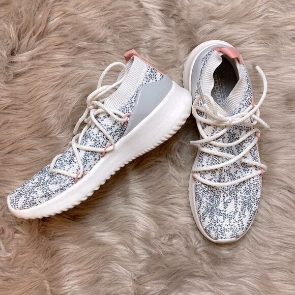 Adidas Ultimamotion Cloudfoam Sock Lace-up Sneaker Athletic Walking Gray Pink - Picture 2 of 16